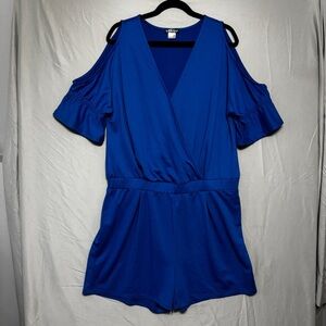 VENUS Womens Size XL Royal Blue Romper Cutout Resort Vacation Tropical Beach